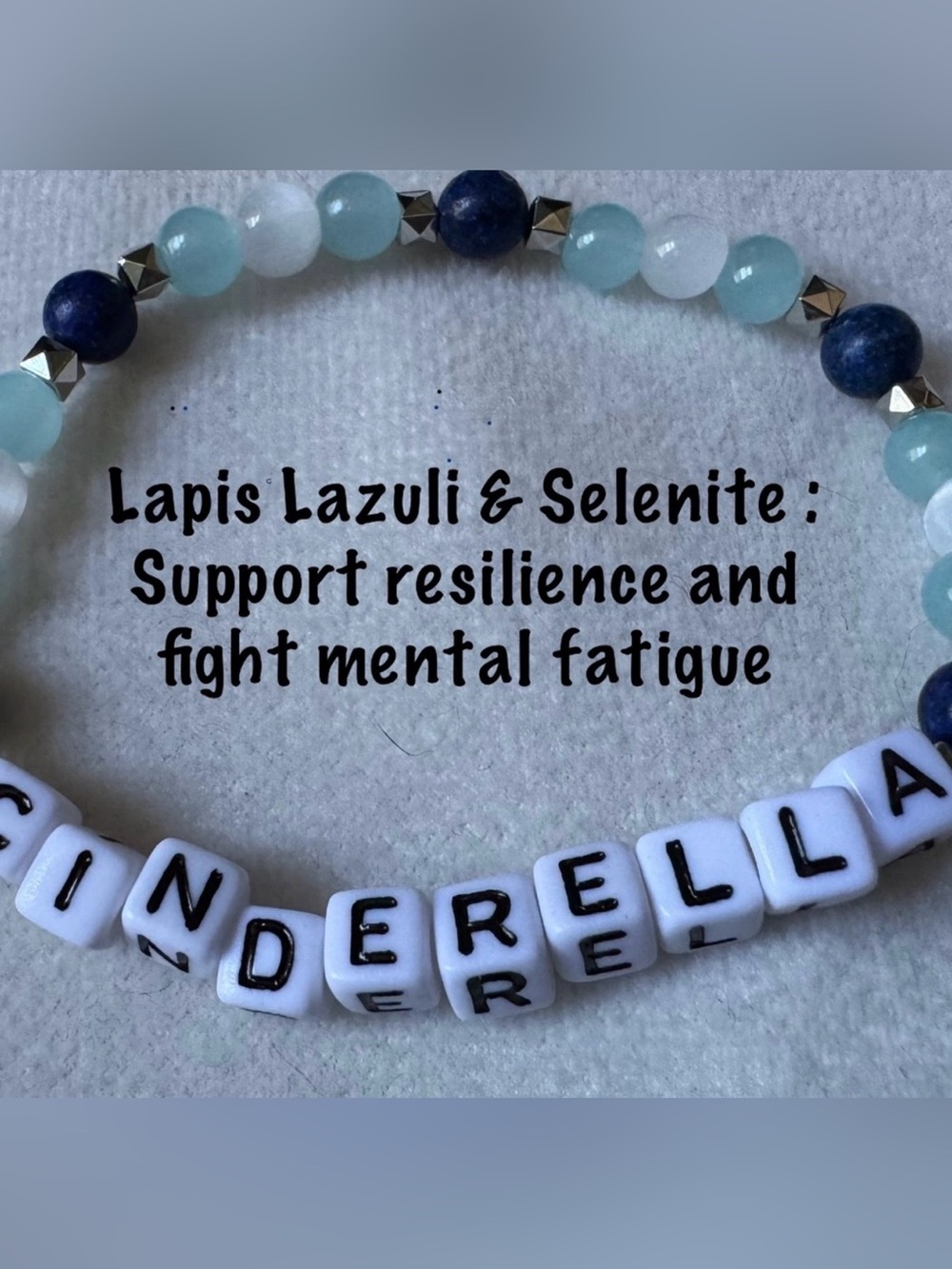 Lapis Lazuli & Selenite Beaded Bracelet - Blue and White
